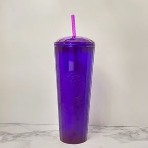 New One Starbucks 2021 Fall Purple Blue Edge Glow Dome 24oz Cold Cup Tumbler